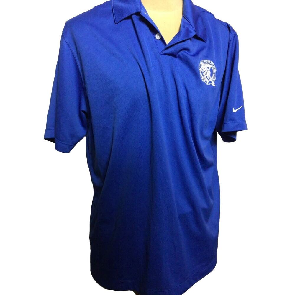 Nike Golf Men's Dri-Fit Polo Golf Shirt Solid Blue Sz XXL White Label & Swoosh